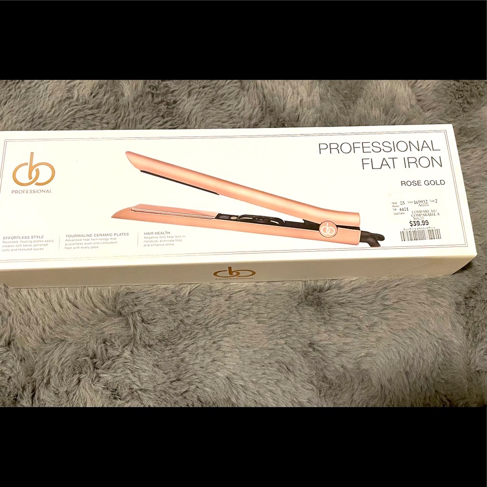Rose gold professional flat iron for hair.